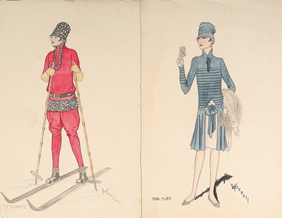 Lot 99 - Henry Worrall Luker fashion sketches for day...