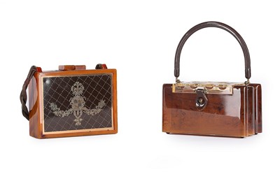 Lot 54 - Five Lucite handbags, late 1940s-50s,...