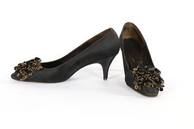 Lot 78 - A pair of Roger Vivier black satin evening...