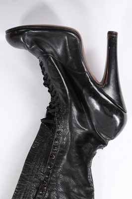 Lot 93 - A pair of black leather fetish boots, probably...