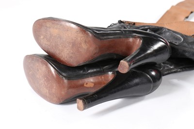 Lot 93 - A pair of black leather fetish boots, probably...