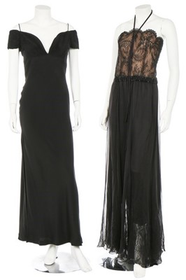 Lot 19 - Two Valentino black evening gowns, 1990s,...