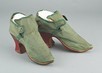 Lot 39 - A pair of green silk lady's shoes, circa 1720,...