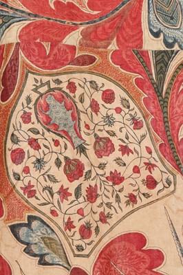 Lot 465 - A large printed and hand-painted cotton...