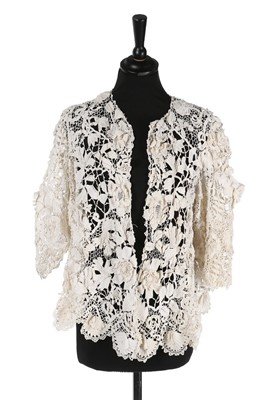 Lot 389 - An Irish crochet jacket, circa 1910, finely...