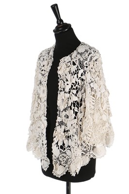 Lot 389 - An Irish crochet jacket, circa 1910, finely...