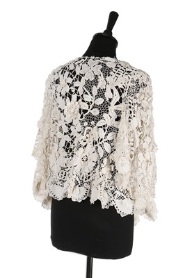 Lot 389 - An Irish crochet jacket, circa 1910, finely...