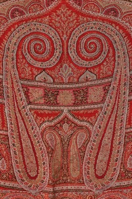 Lot 416 - A woven pieced square shawl (rumal), Kashmir,...