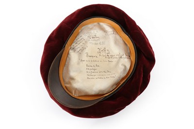 Lot 420 - An unusual young man's claret-red velvet cap,...