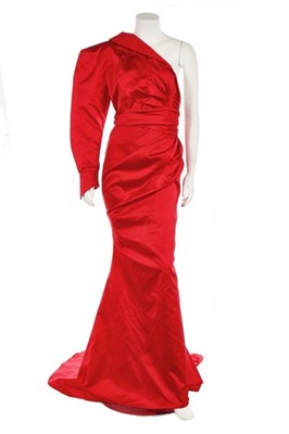 Lot 71 - A Thierry Mugler red satin evening gown,...