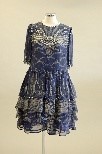 Lot 144 - A Zandra Rhodes navy printed chiffon cocktail...