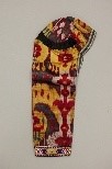 Lot 124 - An ikat silk velvet headdress, Bokharan, early...