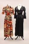 Lot 34 - A Bus Stop black satin full length gown, 1970s,...