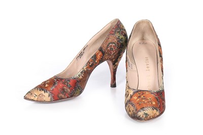 Lot 167 - A pair of Herbert Levine painted satin shoes...