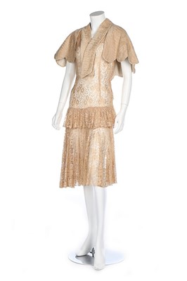 Lot 195 - A pale pink chiffon cocktail dress, circa 1929,...