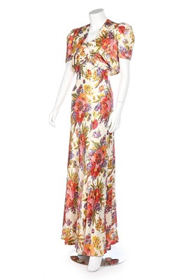 Lot 202 - Floral evening wear, late 30s-early 40s,...