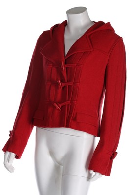 Lot 262 - A Chanel red wool hooded duffle jacket, AW...