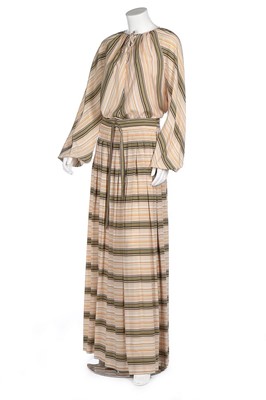 Lot 160 - Jackie Onassis' Gucci striped silk ensemble,...