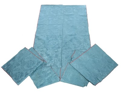 Lot 64 - An un-picked blue damask satin open robe or...