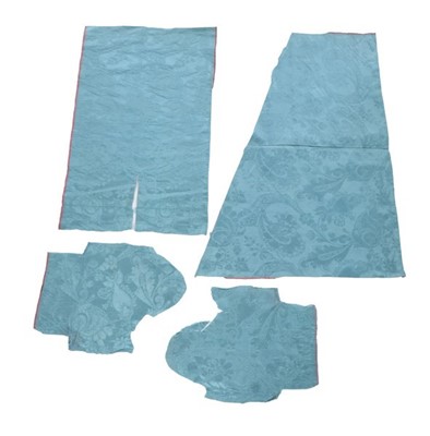 Lot 64 - An un-picked blue damask satin open robe or...