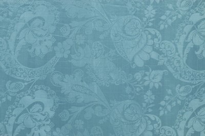 Lot 64 - An un-picked blue damask satin open robe or...