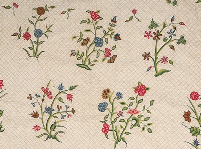 Lot 73 - The remains of a false-quilted and embroidered...