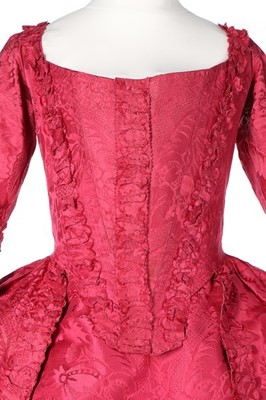 Lot 74 - A crimson damask silk robe à l'Anglaise, circa...