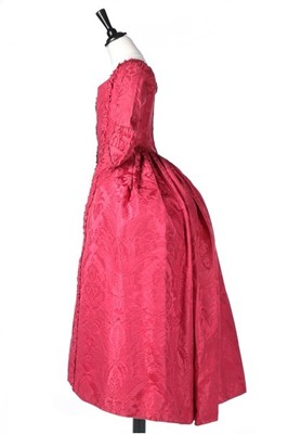 Lot 74 - A crimson damask silk robe à l'Anglaise, circa...