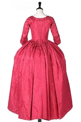 Lot 74 - A crimson damask silk robe à l'Anglaise, circa...