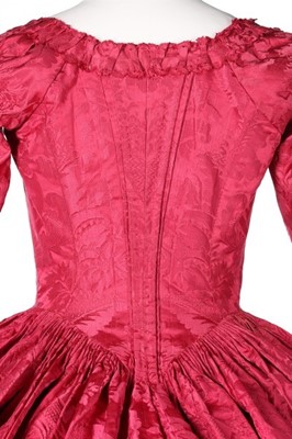 Lot 74 - A crimson damask silk robe à l'Anglaise, circa...