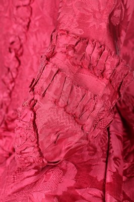 Lot 74 - A crimson damask silk robe à l'Anglaise, circa...