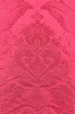 Lot 74 - A crimson damask silk robe à l'Anglaise, circa...