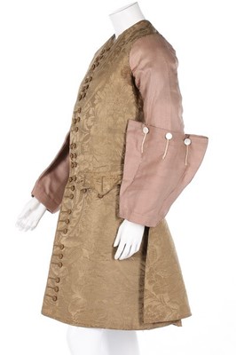 Lot 77 - A brown damask satin sleeved waistcoat, circa...