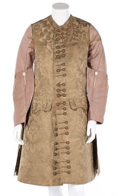 Lot 77 - A brown damask satin sleeved waistcoat, circa...