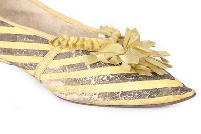 Lot 80 - A pair of yellow and black striped leather...