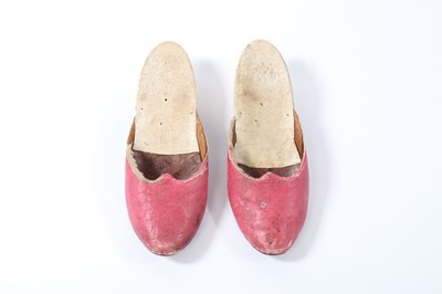 Lot 65 - A pair of pink leather ladies mules, circa...