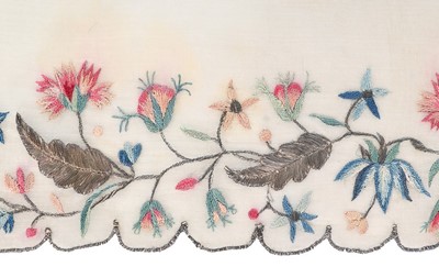 Lot 92 - An embroidered silk gauze fichu, 1770s, the...