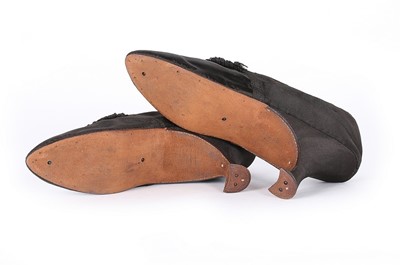 Lot 66 - A pair of stylish black satin high heeled...