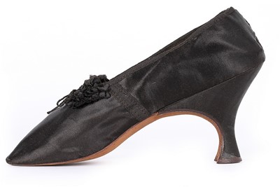Lot 66 - A pair of stylish black satin high heeled...