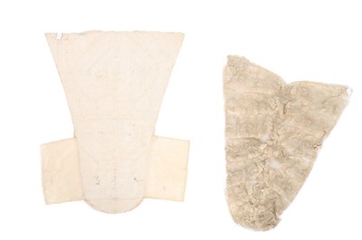 Lot 67 - Two ivory silk stomachers, 1760, one of satin...