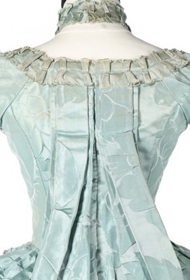 Lot 71 - A fine and rare pale turquoise silk damask pet-...