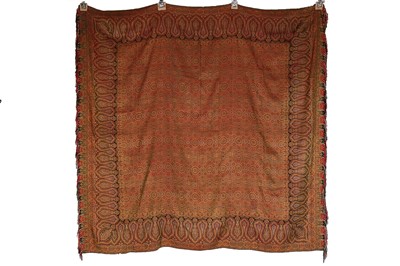 Lot 462 - A woven silk square shawl, Clabburn, Norwich,...