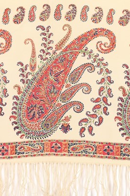 Lot 447 - Four printed wool shawls, probably Scottish,...