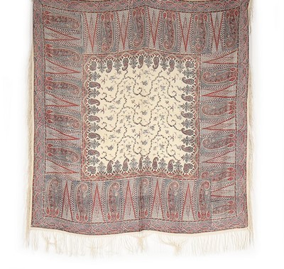 Lot 447 - Four printed wool shawls, probably Scottish,...