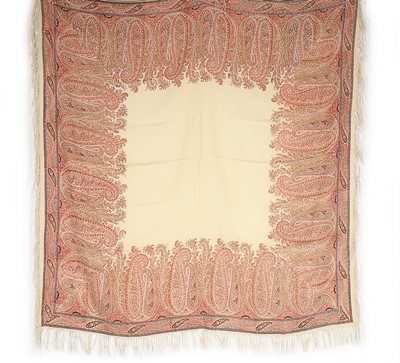 Lot 447 - Four printed wool shawls, probably Scottish,...