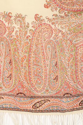 Lot 447 - Four printed wool shawls, probably Scottish,...