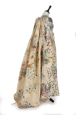 Lot 414 - A painted silk robe à la Francaise, English,...