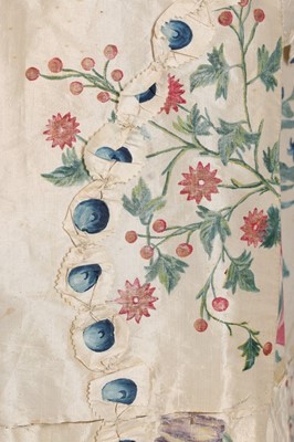 Lot 414 - A painted silk robe à la Francaise, English,...