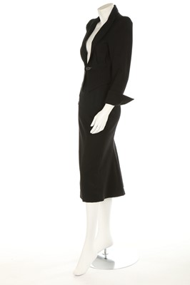 Lot 188 - A Ossie Clark black wool gabardine skirt-suit,...