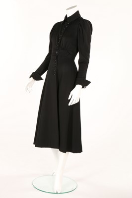 Lot 195 - An Ossie Clark 40s-inspired black gabardine...